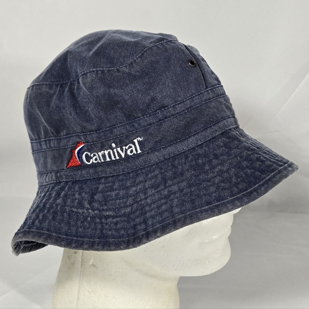 Carnival Bucket Hat Adult Unisex Fitted DenimRound Brim Cotton Denim Blue Boonie